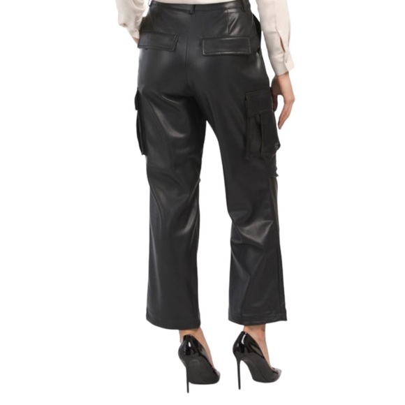 PRICE DROP 7 FOR ALL MANKIND Black Faux Leather Cargo Pants Sz M NWT - Picture 2 of 2